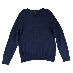 Declan Cartwright 100% Extra Fine‎ Merino Wool V-neck Sweater Navy Men's Large